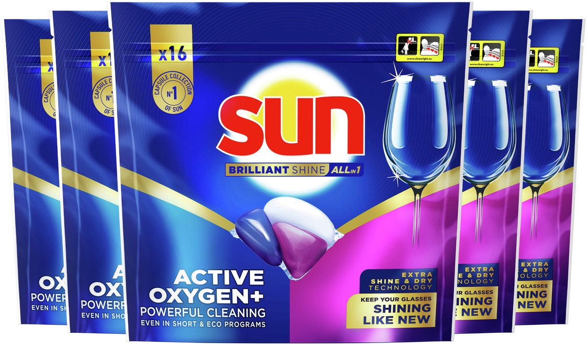 Sun - Vaatwastabletten - Brilliant Shine - All-in-1 - 80 Capsules - Voordeelverpakking — afbeelding 2