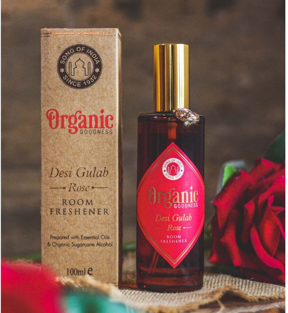 COPPER SPECIALIST Song of India - Roomspray Desi Gulab Rose (in amberkleurig glas, 100 ml) Song of India