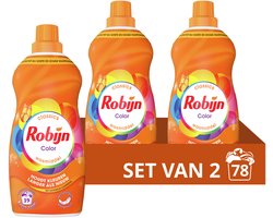 Robijn - Vloeibaar Wasmiddel - Klein & Krachtig - Color - Voordeelverpakking - 2 flessen - 78 Wasbeurten