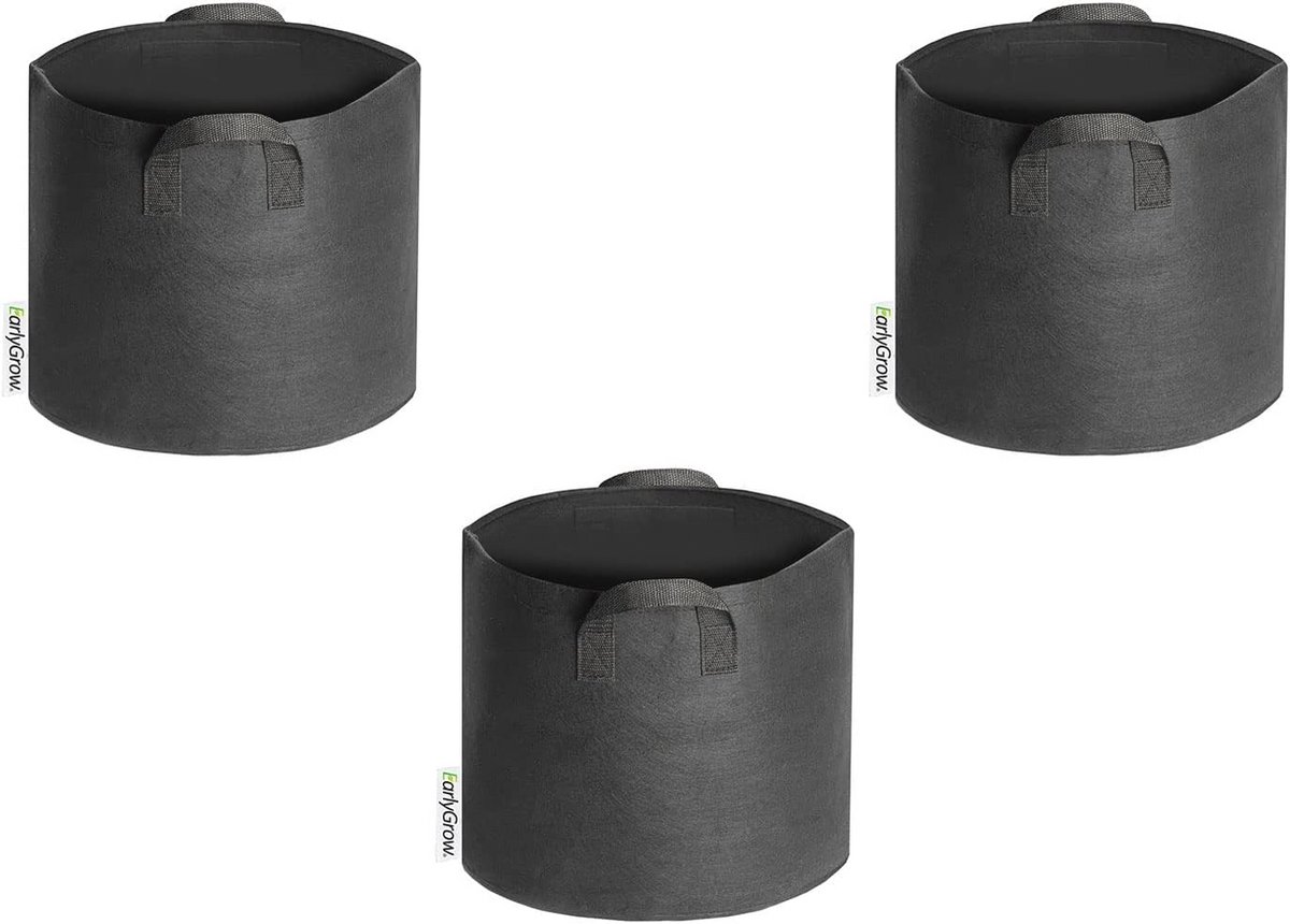 3-pack 30 liter stoffen plantenkweekzakken voor groenten en fruit
