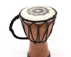 Handgemaakte Djembé-Trommel - Met Brede Bovenkant - 15x9cm