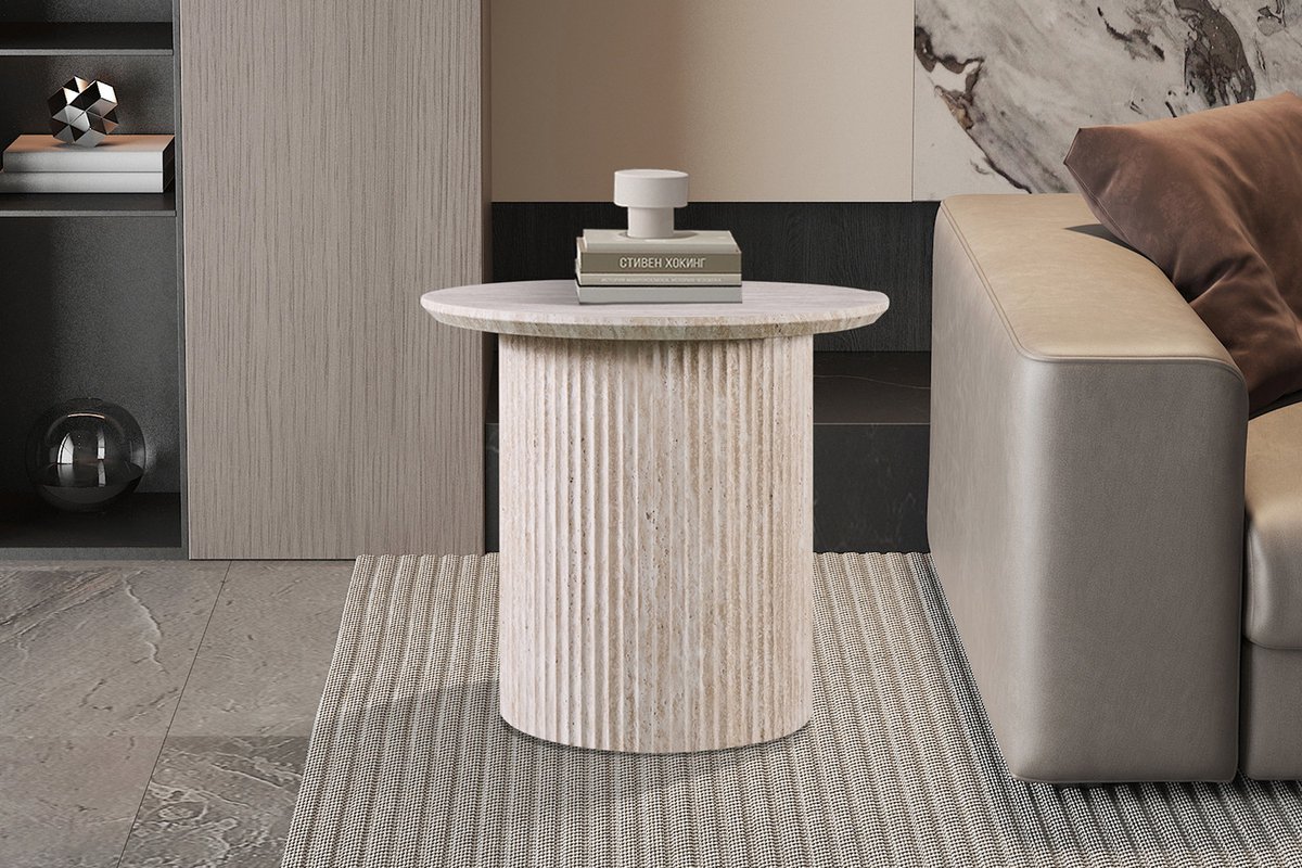 Rousseau Salontafel Lagos - Ø50x46cm - Travertin Beige