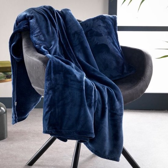 Dutch Decor - BILLY - Plaid 150x200 cm - flannel fleece - superzacht - Insignia Blue - blauw