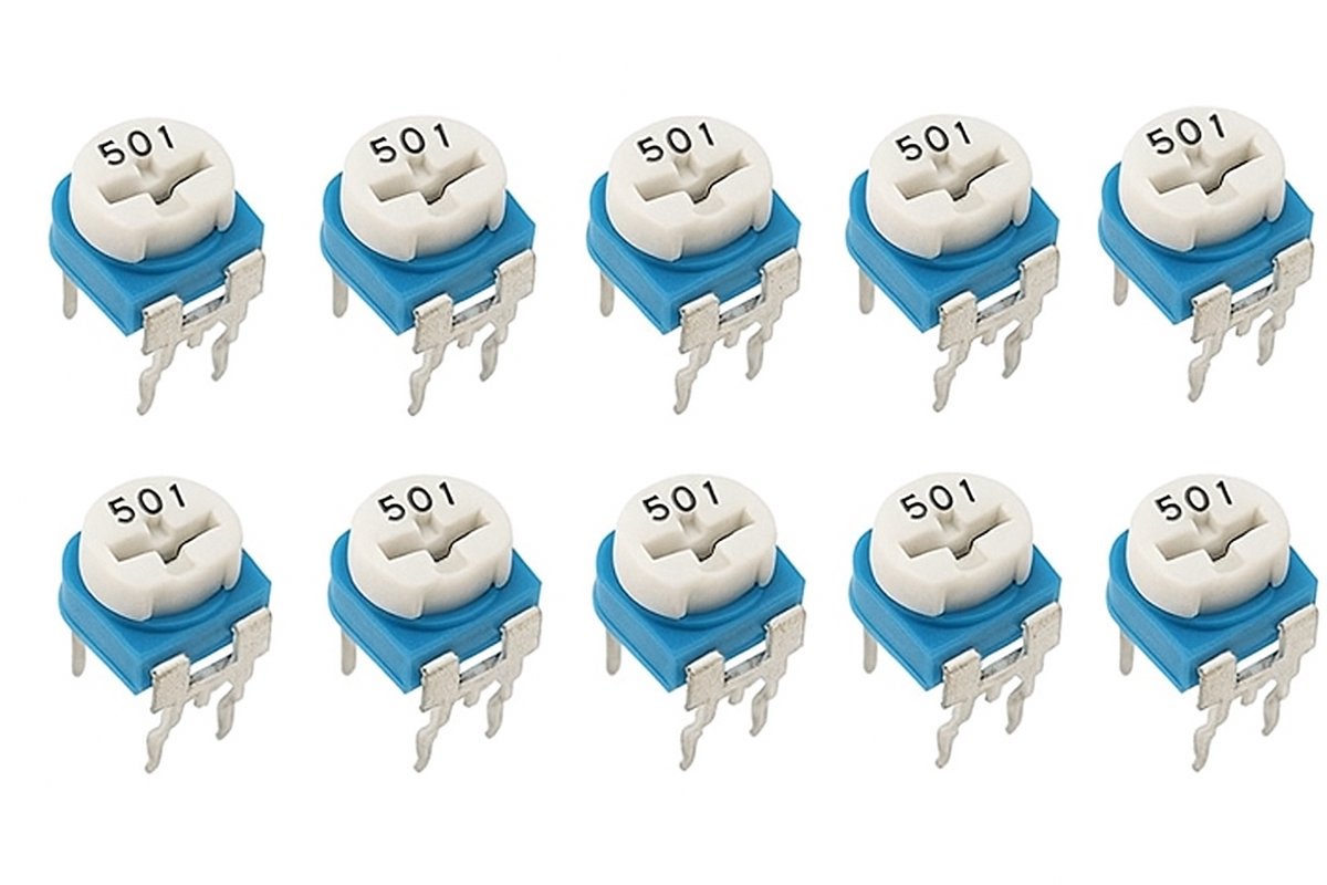 Weerstand regelbaar 500 Ohm RM-065 Trimpot Trimmer Potentiometer 10-stuks RM065-501