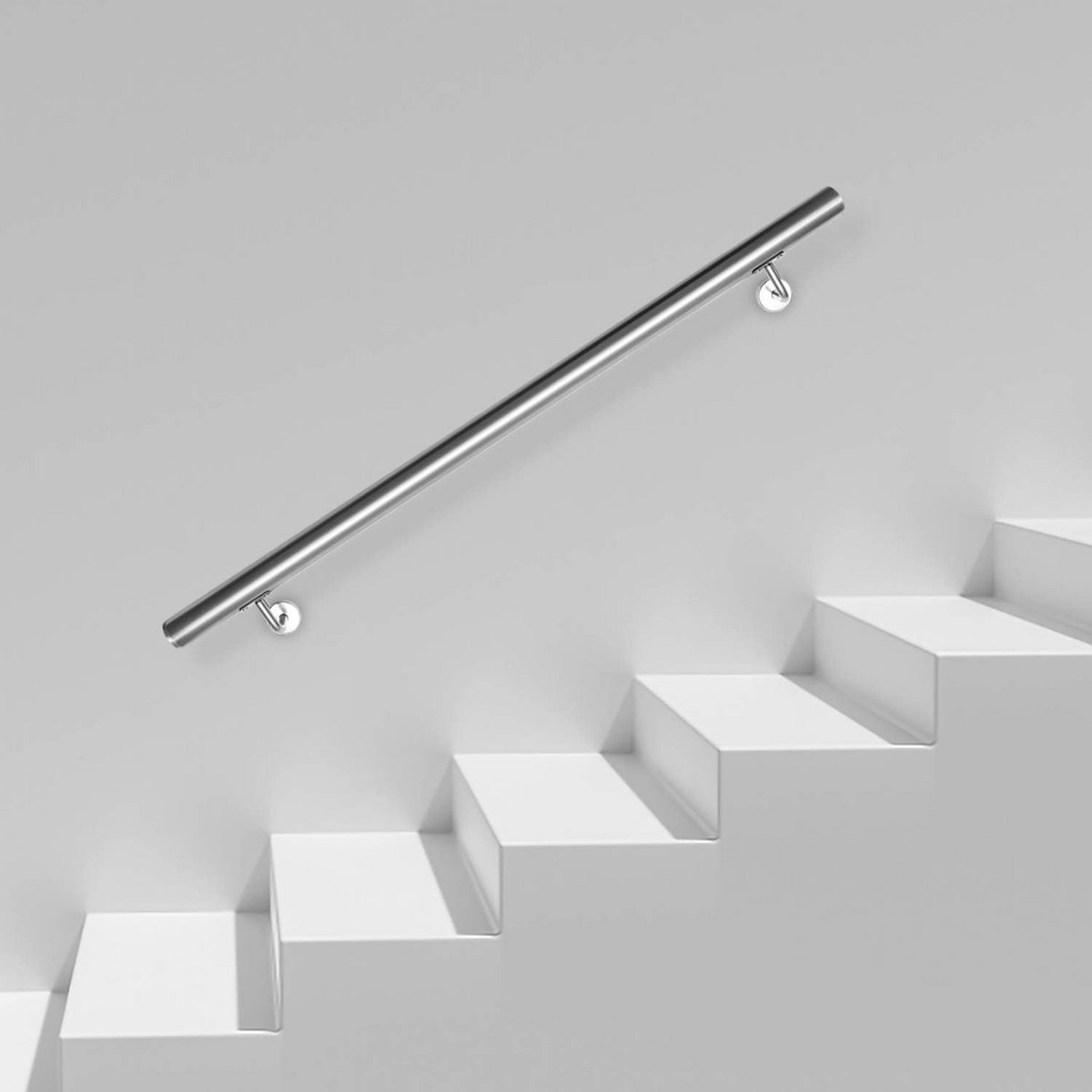 Trapleuning Roestvrij Staal 200 cm - Ø 42 mm Balustrade voor Trappen en Balkons