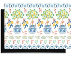 KitchenArt - Lemon Rows - Inductie Beschermer - 81x52 cm - Kookplaat Beschermer - Luxe Afdekplaat Inductieplaat - Anti-slip & Oprolbaar - Beschermmat Inductiekookplaat