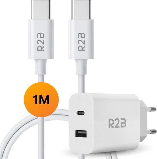R2B® USB-C naar USB-C Kabel met USB A & USB C Adapter