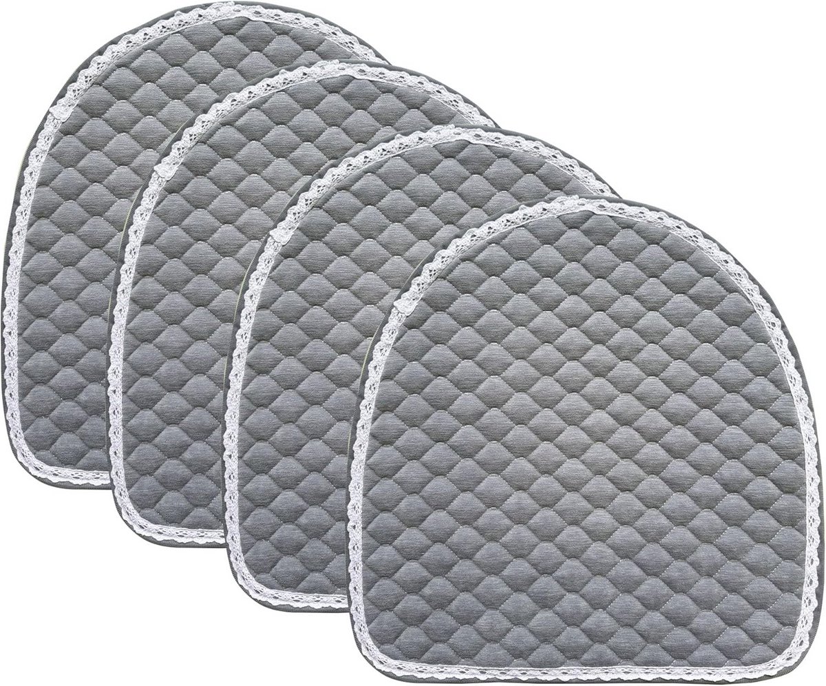 Antislip Stoelkussens U-vormig set van 4 - Grijs