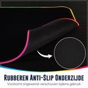 Onderkant van de zwarte XXL muismat met een anti-slip patroon en de RGB LED-randverlichting.