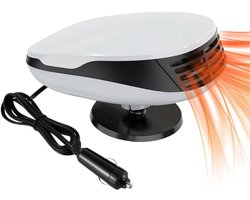 White-Label® Auto Verwarming Ventilator - Auto Kachel 12 Volt - Heater - Ontdooier - 360 Graden Rotatie - Wit met zwart
