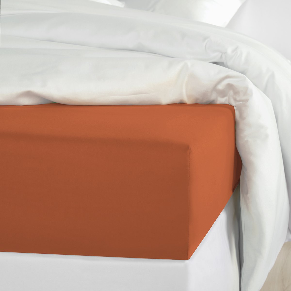 De Witte Lietaer Hoeslaken Olivia Caramel - 160 x 200/220 x h 30 - Bruin - Katoen Satijn