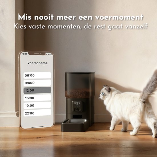 CatElite® - Automatische Voerbak Kat | Sync - 6L Voerdispenser RVS - HD Camera & Audio - Dual WiFi 5Ghz & 2.4Ghz - Night Vision - Voerautomaat Dispenser met Smart App - Voor Droogvoer - Zwart