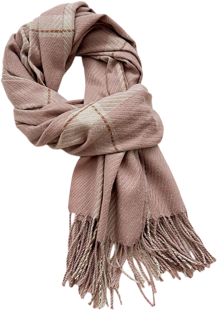 Winter Sjaal Dames - Roze-Wit Ruit - Dames - Dagelijks, Werk & Buiten - Cadeau
