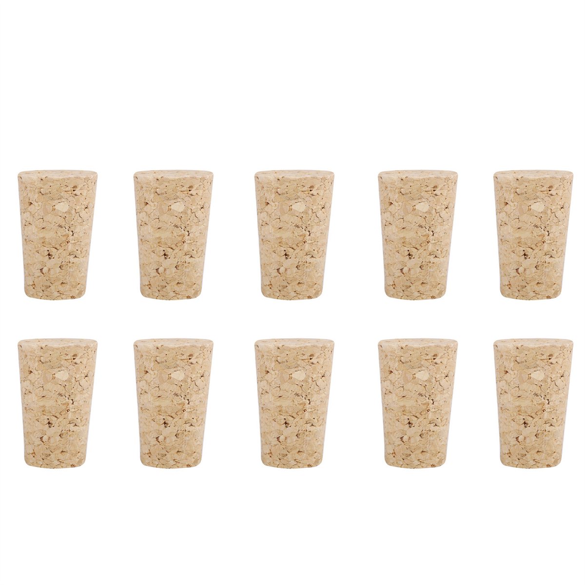 QTTVBTNA - Conische Kurken - Flessen Afsluiten en Bewaren - Voor Wijn en Bier - Veilig en Natuurlijk - Houtkleur - 2,2x1,8x3,5 cm - 10 Stuks