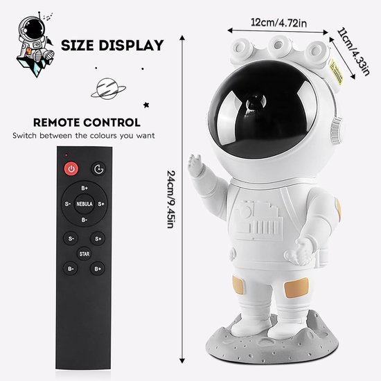 Astronaut LED Galaxy Projector Starry Night Light Astronaut Star Projector met timer en afstandsbediening Nebula voor slaapkamer en plafondprojector Geschenken voor kinderen en volwassenen van Astronaut — afbeelding 4