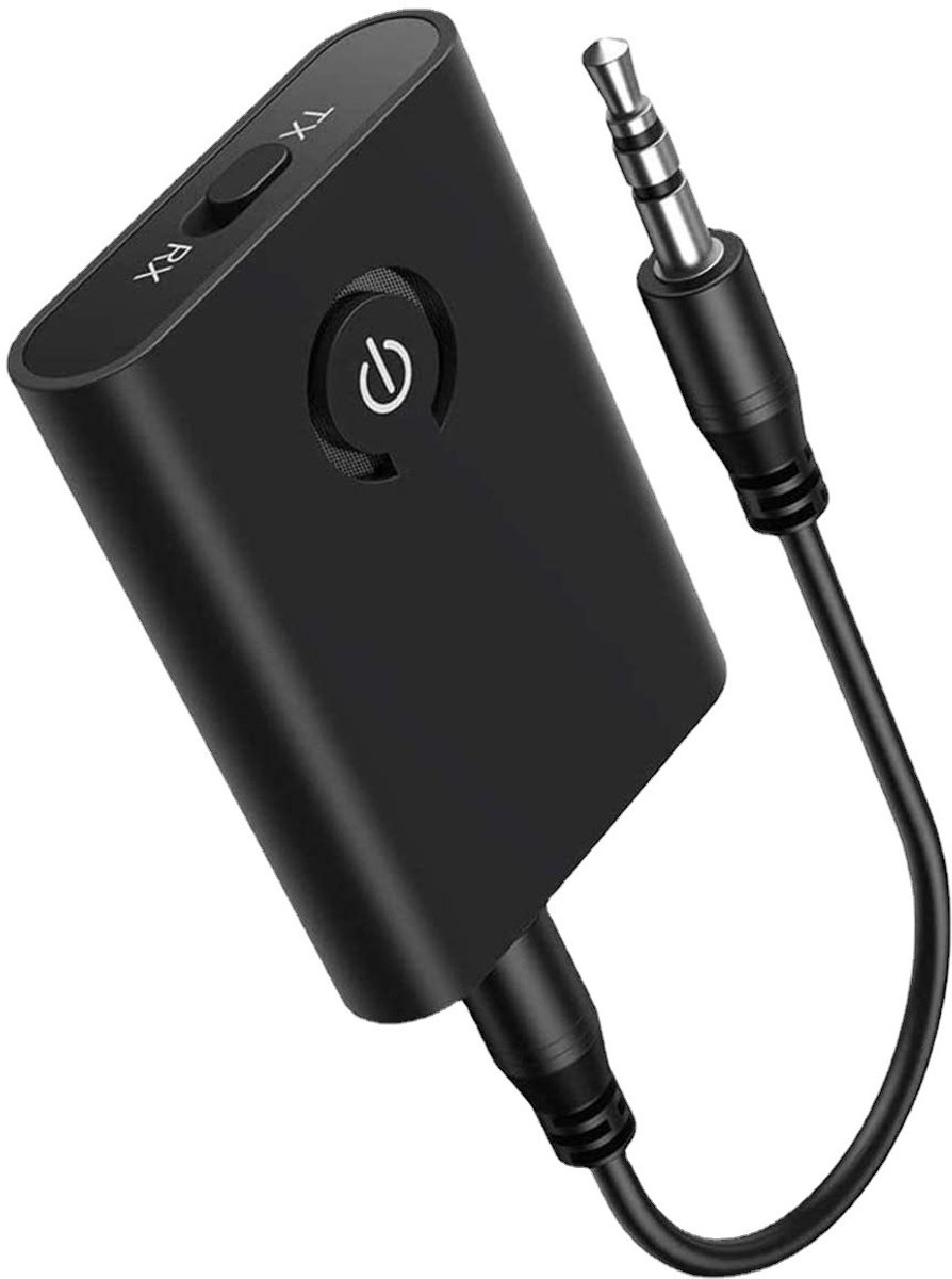 longziming -2-in-1 Bluetooth Audio-adapter met AUX IN/OUT – Draadloos zenden en ontvangen – Bluetooth 5.0 – AEC & ANC ruisonderdrukking – Lange batterijduur