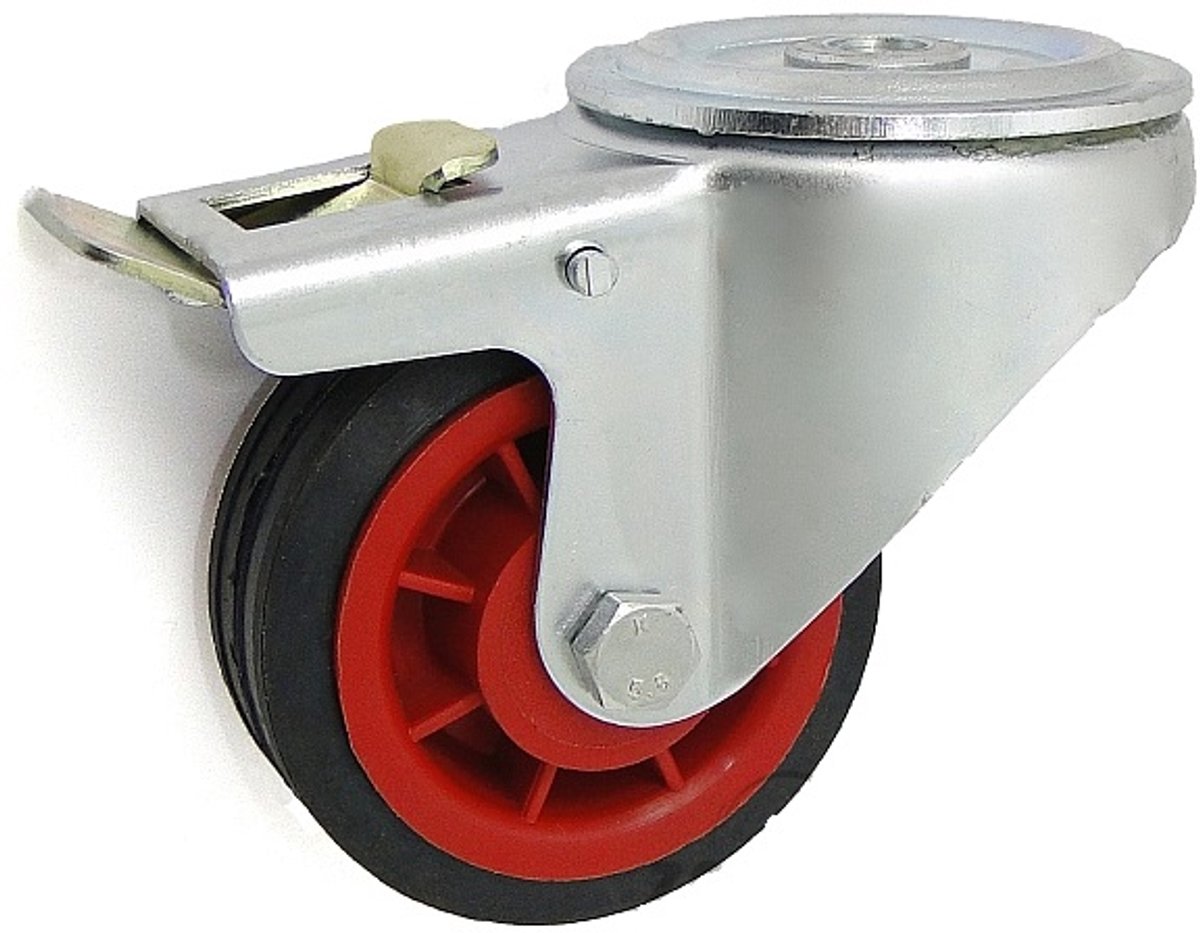 Zwenkwiel met rem fi 80, 50 kg, centraal gat