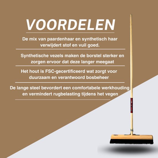 Synx Tools bezem Zaalveger binnenbezem 60 cm Paardenhaar - bezems - Kamerveger - Zachte bezem met Steel 150 cm - Bezemsteel - Veger schoonmaken - Bezems Binnen - Bezem zacht van Synx Tools — afbeelding 3