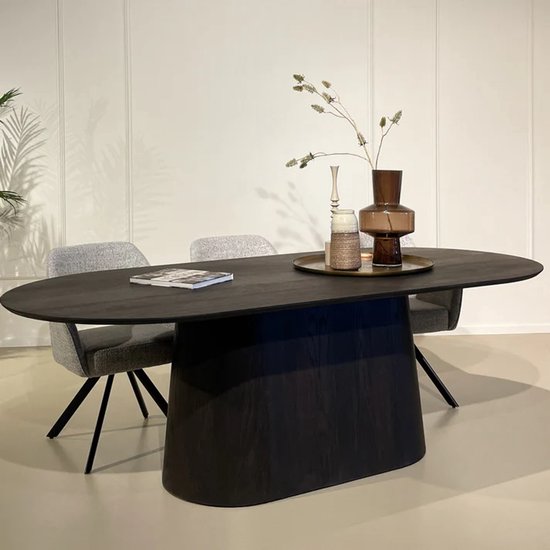 Eettafel Ovaal Bruin Eiken Fineer 230x110 cm | Modern & Robuust Design ...