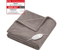 Beurer Elektrische Deken - Warmtedeken - 1 persoons 180x130cm - Test: Zeer goed - Automatische uitschakeling - Taupe - 5 Jaar Garantie excl bij Bol.com