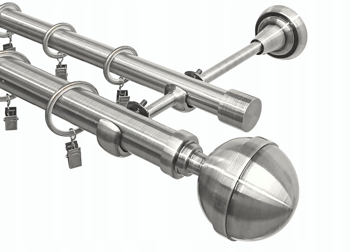 Dubbele Nikkel Metalen Gordijnroede 120cm - 25+19mm