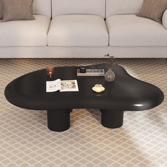 Yaheetech Salontafel, koffietafel met 2 open planken, bijzettafel van gehard glas en metalen frame, glazen tafel voor woonkamer, terras, balkon, 106 x 50 x 45 cm