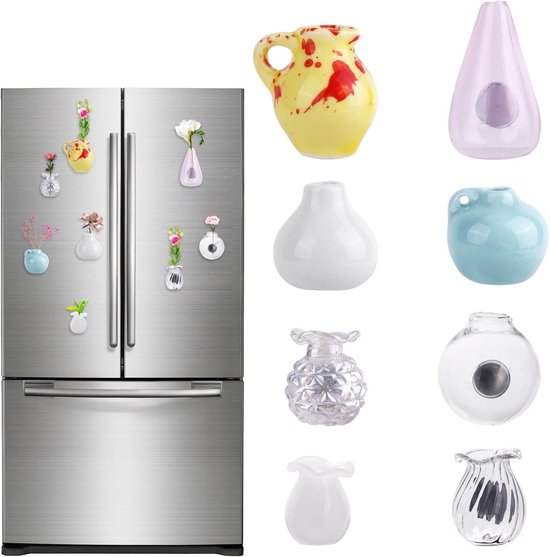 EGoods - Schattige Mini Vaas Magnet Koelkast - Kleine Glas & Keramieken Bloemenvaas Magnetische 3D Decoratie voor Keuken Locker Woondecoratie