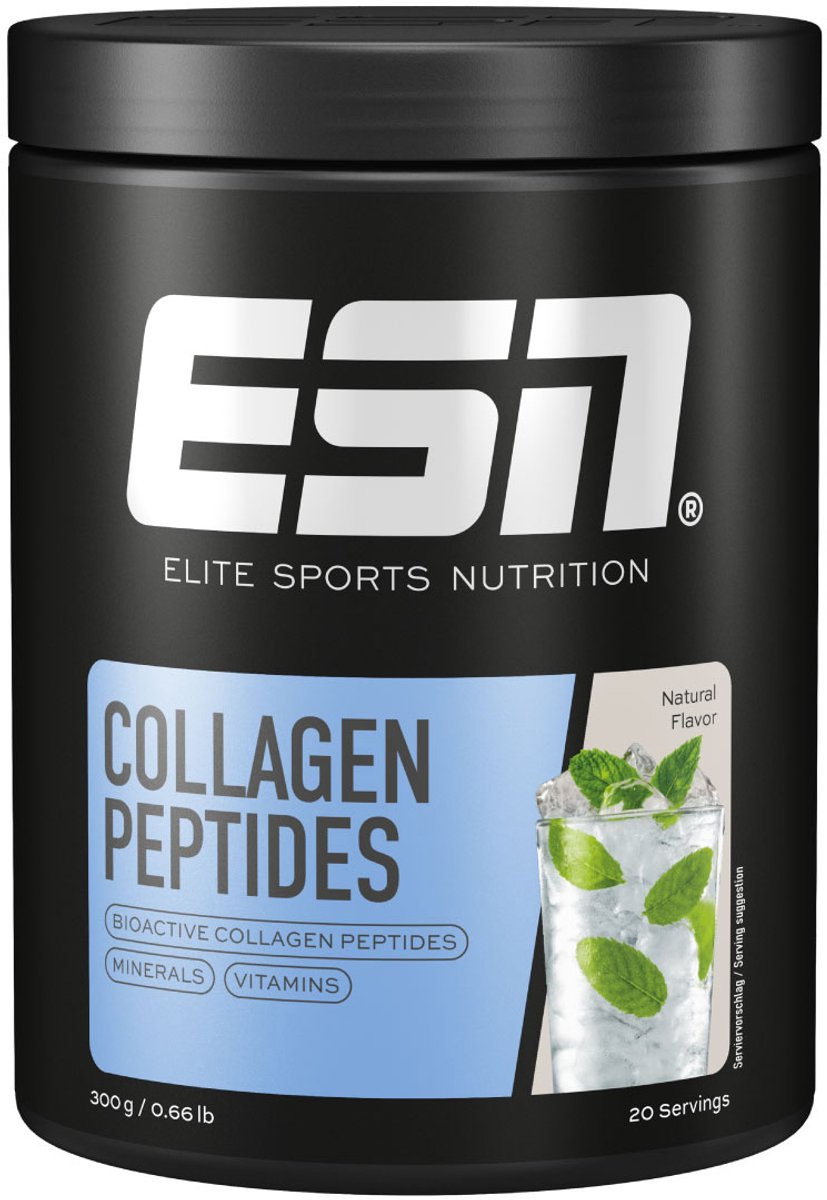 ESN Collagen Peptides, Natural, 300 g – 20 Porties Collageenpoeder met Vitamine C & Mineralen