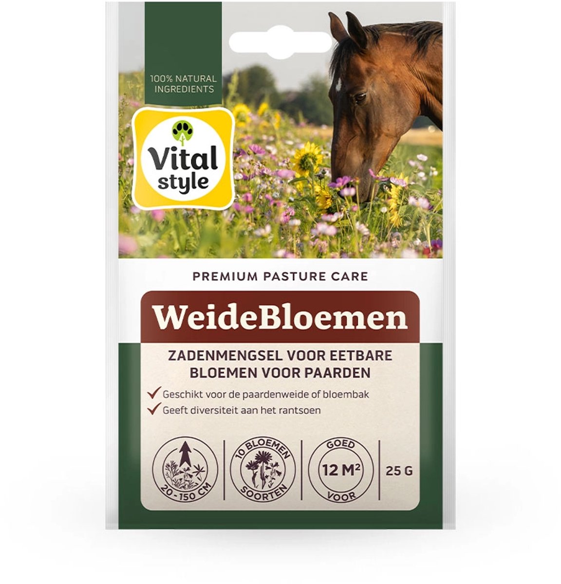 VITALstyle WeideBloemen - Bloemzaad - Zadenmengsel Met Eetbare Bloemen Voor Paarden - 25 g