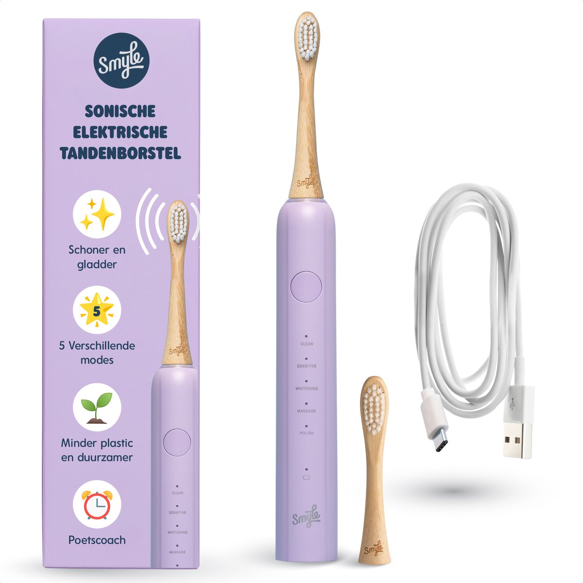 Smyle Sonische Tandenborstel met USB-C Oplader en Druksensor - Smyle - €75,95