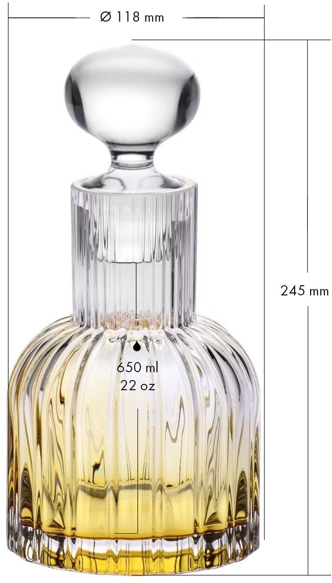 Krosno Karafset met 2 Glazen – 650 ml Karaf & 260 ml Glazen – Amber - Premium Loodvrij Kristalglas - Voor Water, Whisky, Brandy of Limonade - Elegante Geschenkset - Handwas Aanbevolen — cadeau in Koken & Dineren - foto 7
