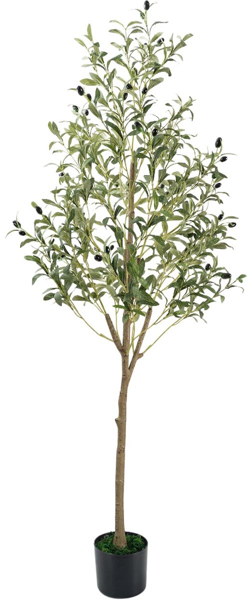 Unyqoos Realistische kunstmatige olijfboom van 150 cm voor stijlvolle interieurdecoratie groen