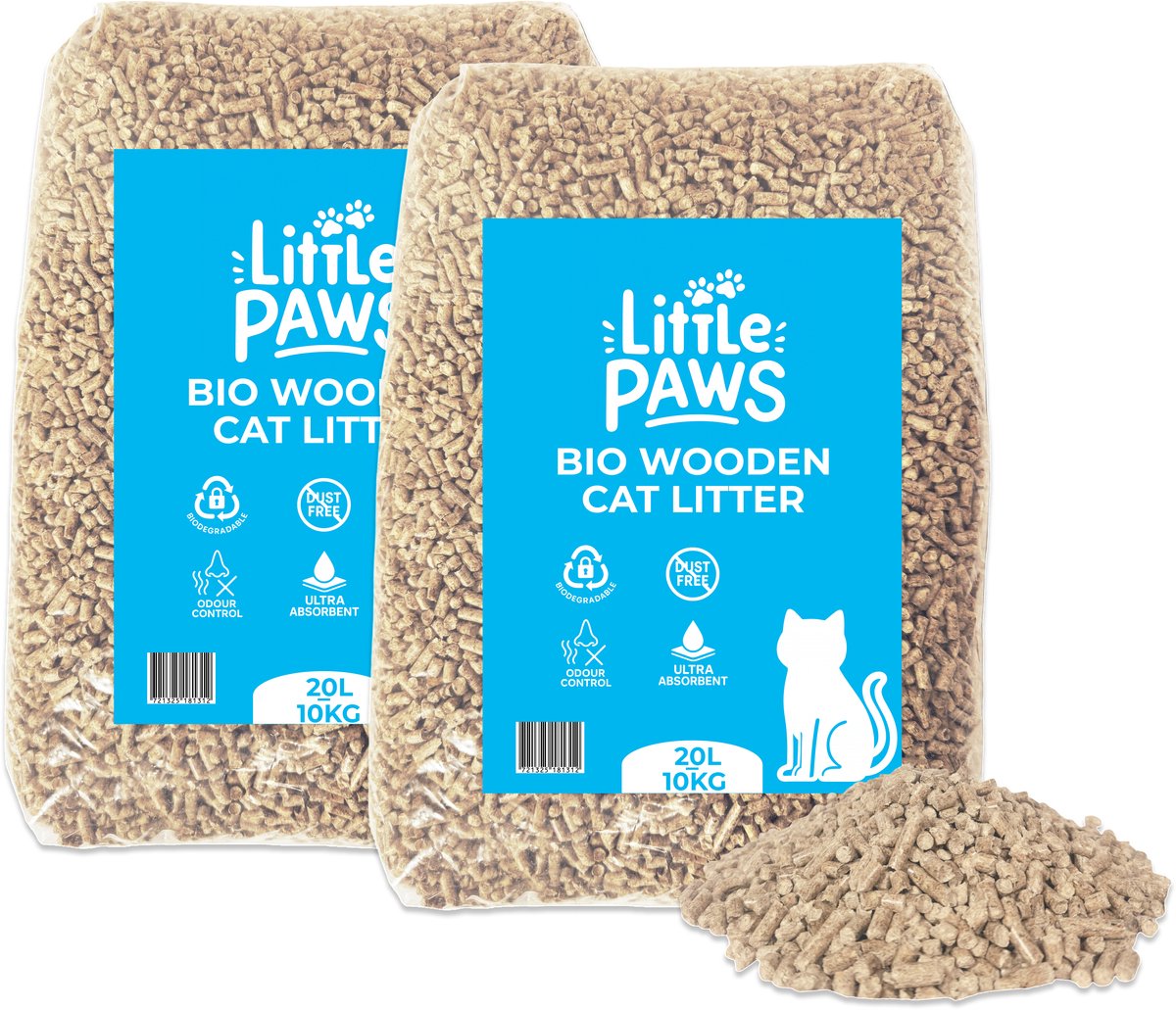 Little Paws Houtkorrel Kattenbakvulling 2x10 kg