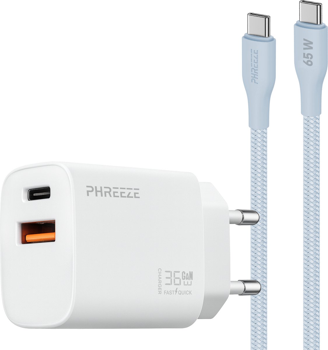 35w dubbele usb adapter met usb C kabel 1m - Snellader voor usb C smartphone tablet met pps fast charging