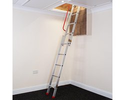 BPS Aluminium Schuifbare Vlizotrap – 2-delig – Dubbele Leuningen – D-vormige Treden – Opbergstok – Vergrendelingsclips – 150 kg Draagvermogen – EN1004-gecertificeerd
