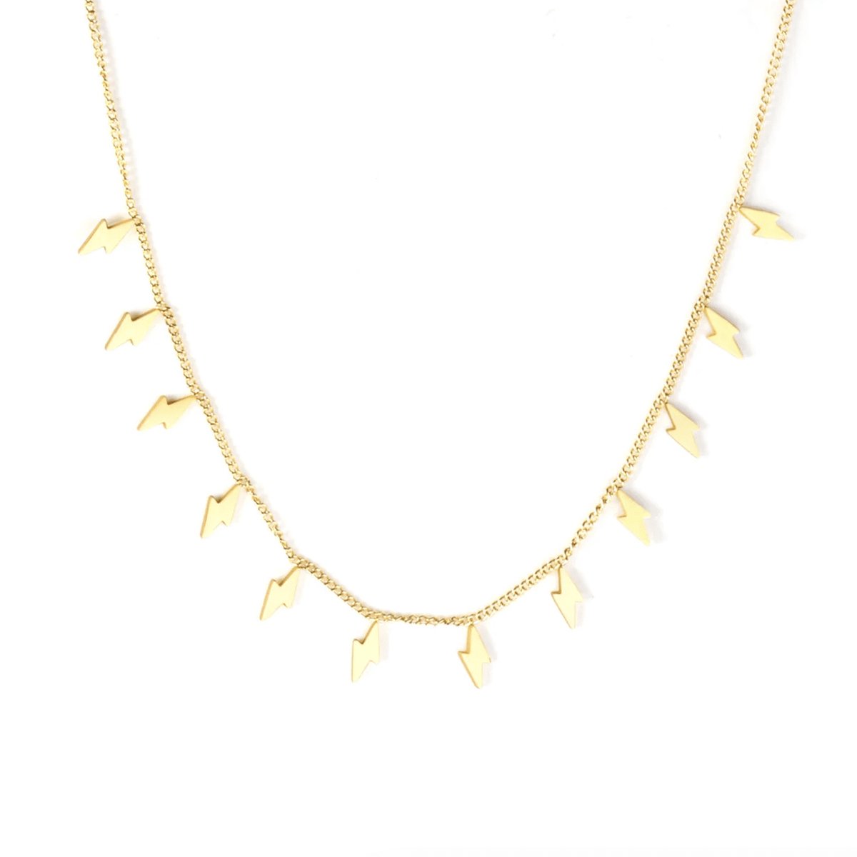 Planet Pink - Ketting bedeltjes bliksemschicht goud - Stainless Steel - Roestvrij Staal rvs - Waterproof