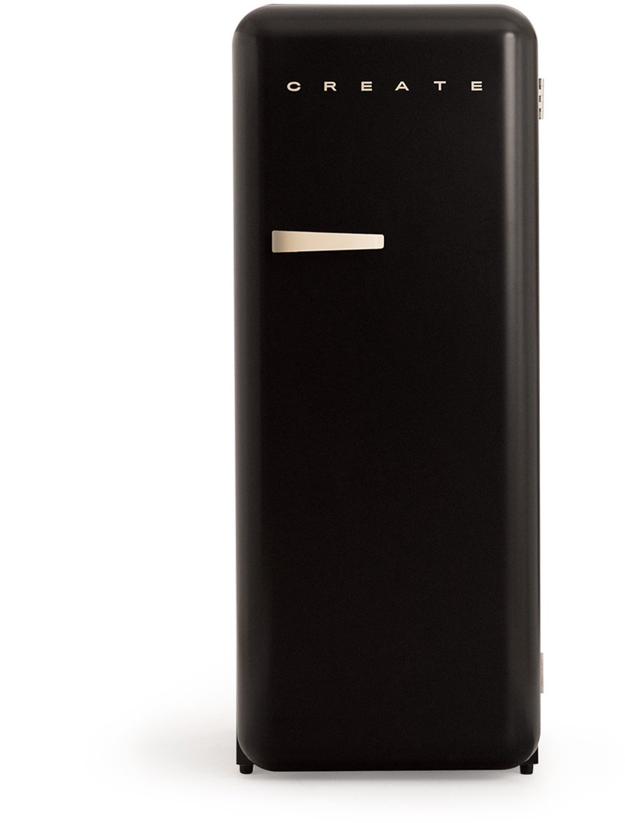 CREATE - Koelkast in retrostijl - Zwart - Handvat Zand - FRIDGE RETRO 281L