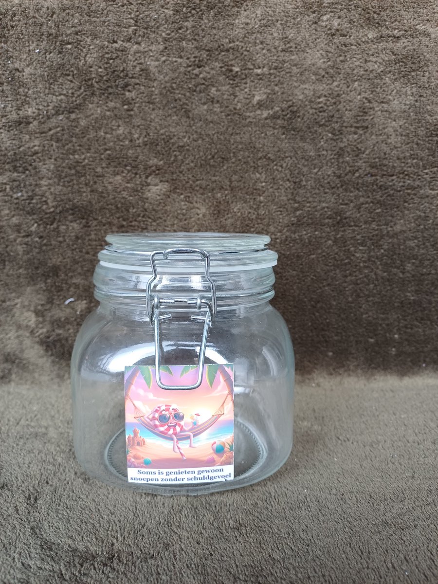 Gepersonaliseerde Snoeppot Glas met Beugelsluiting - Met Eigen Foto & Tekst - Uniek Cadeau