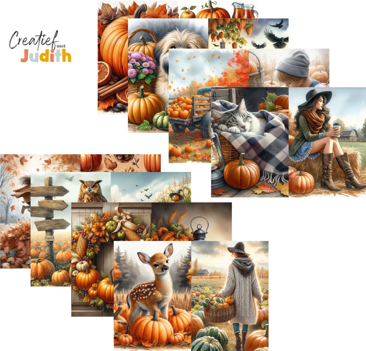 Bullet Journal papier A4 - 15 vellen - Pumpkin patch - Planner Agenda - Scrapbook Papier - pompoen - herfst bladeren - Scrapbook - Deco Papier - volwassenen en kinderen