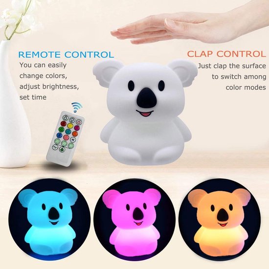 Koala Kindernachtlampje - Siliconen bedlamp/babylamp/kinderbedlamp - Verstelbare helderheid en kleur/tijdsinstelling van Merkloos — afbeelding 5