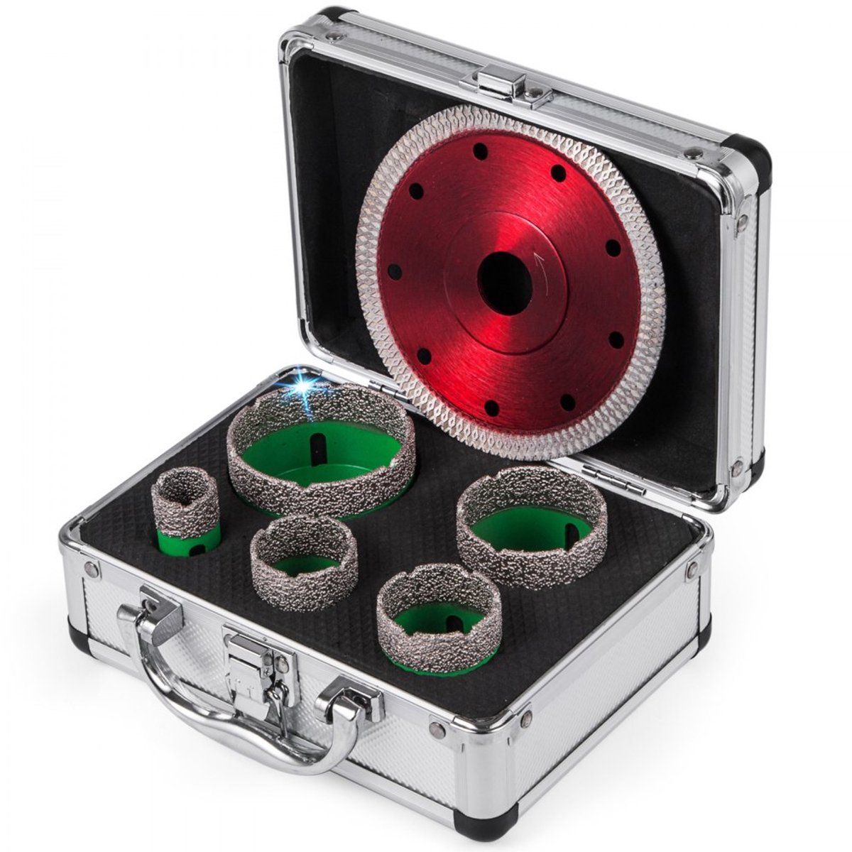 Diamant gatzaagset - Tegel- en glasboren - 5 Maten 20/35/40/50/65 mm - M14-Schroefdraad - Inclusief Diamantschijf 1,4 mm - Voor Tegels, Glas, Graniet