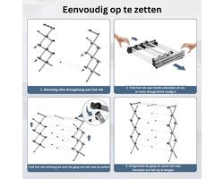 Thuys – Droogmolen met Voet voor Camping & Thuis - Wasrek Staand - Droogrek Inklapbaar - Wit met Grijs