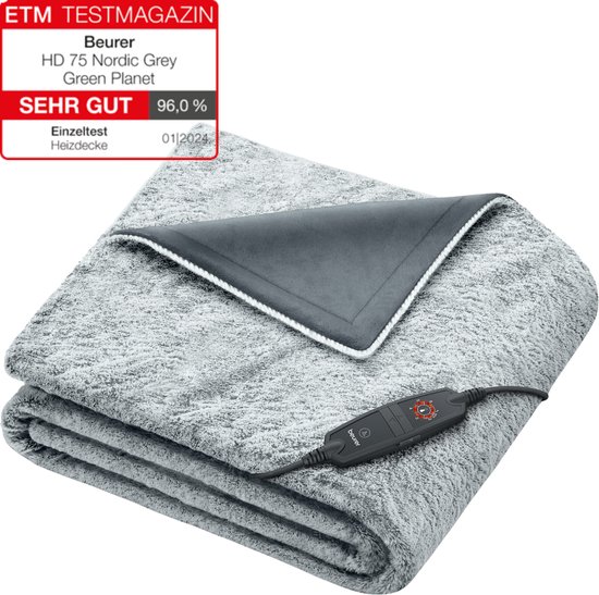 Beurer Elektrische Deken - Warmtedeken - 1 persoons 180x130cm - Test: Zeer goed - Automatische uitschakeling - Grijs - 5 Jaar Garantie excl bij Bol.com