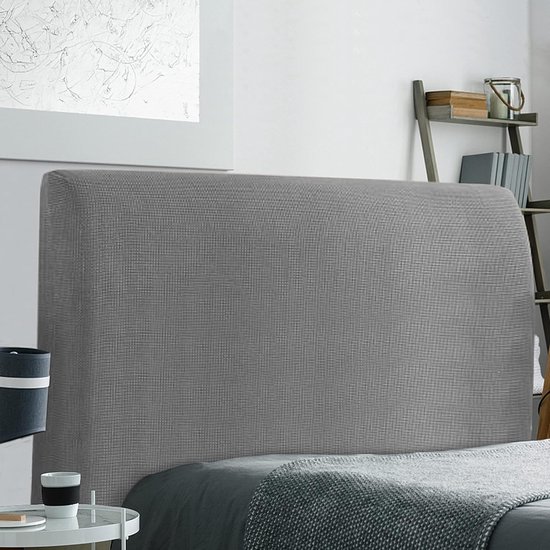 Housse de tête de lit OIMG - Housse de tête de lit élastique et lavable - Housse unie - Extensible et lavable - Housse de tête de lit épaisse et anti-poussière - Pour tête de lit rembourrée - Grise - 180 cm