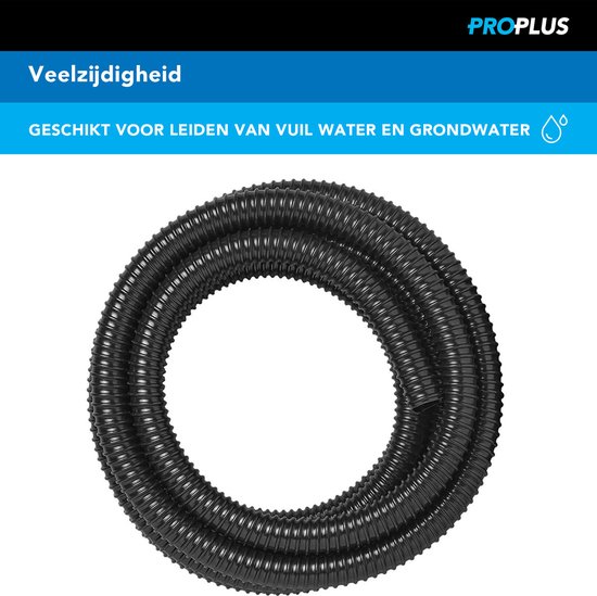 ProPlus Afvalwaterslang - 5 m - Afwatering - Temperatuurbestendig - Flexibel en Uittrekbaar - ø 25 mm - Voor het Geleiden van Afvalwater vanuit caravans/campers, vijvers en zwembaden - Afvoerkanaal - Zwart van ProPlus — afbeelding 3