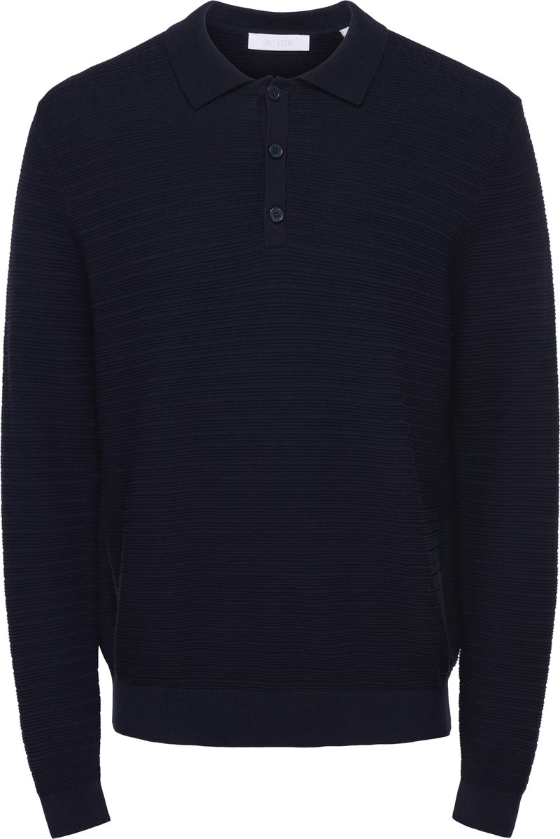 Only & Sons Poloshirt Onscarl Reg Ls Structure Polo Knit 22039400 Baritone Blue Mannen Maat - L