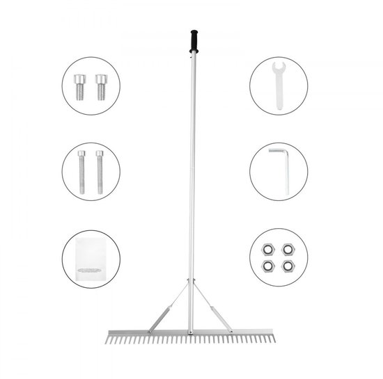 Gazonhark - Aluminium Landhark - 37 Tanden - Werkbreedte 91,4 cm - Steel 190,5 cm - Veervergrendeling - Geschikt voor land en water — afbeelding 5