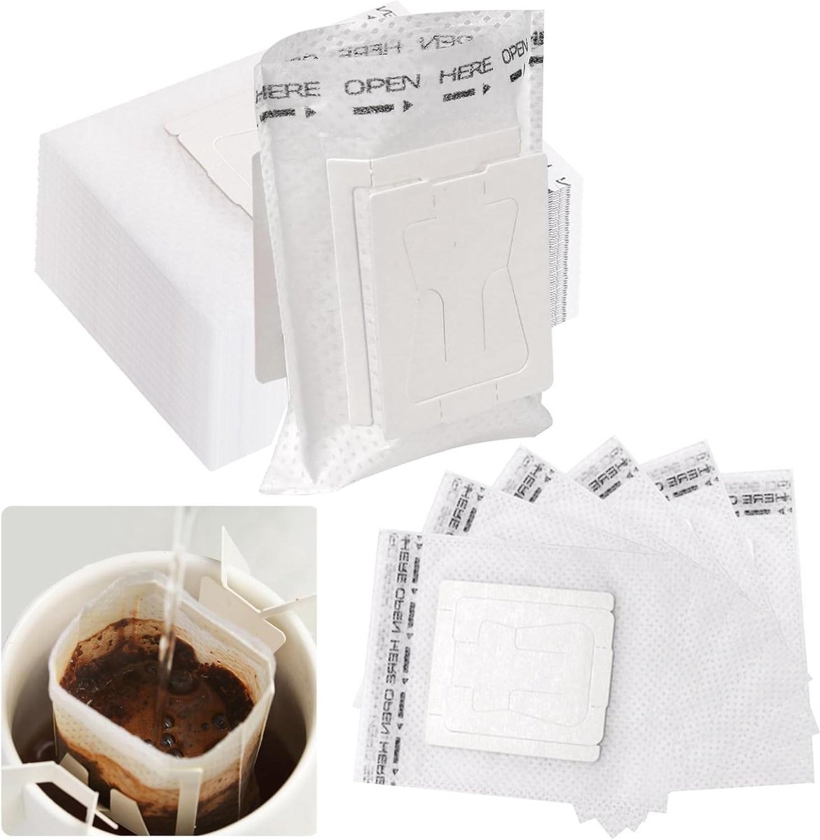 EGoods - Koffiefilters voor kopjes, thuis, kantoor, camping en reizen - 100 stuks