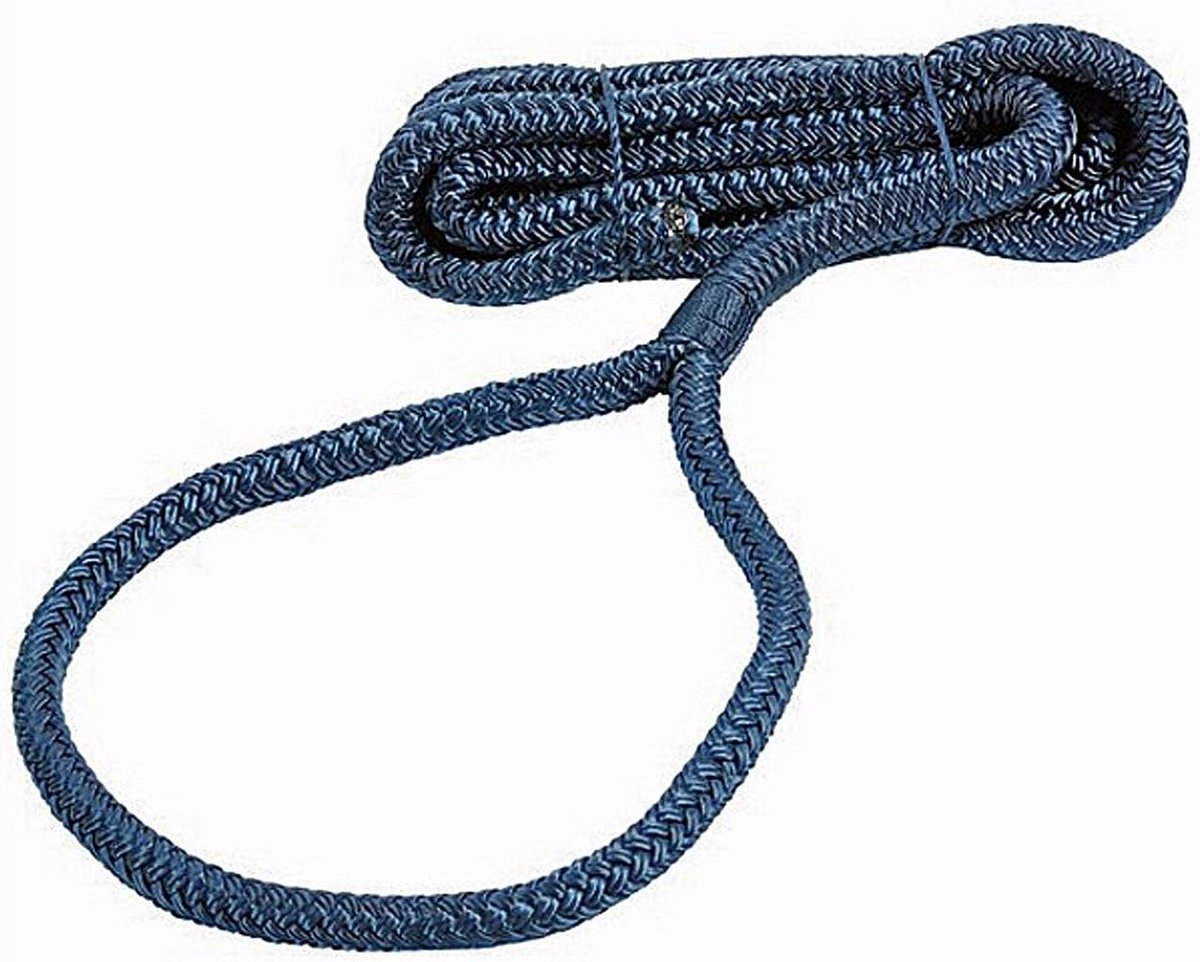 Dubbel gevlochten Polyester Fenderlijn - 10mm Ø, 2m lang in Blauw