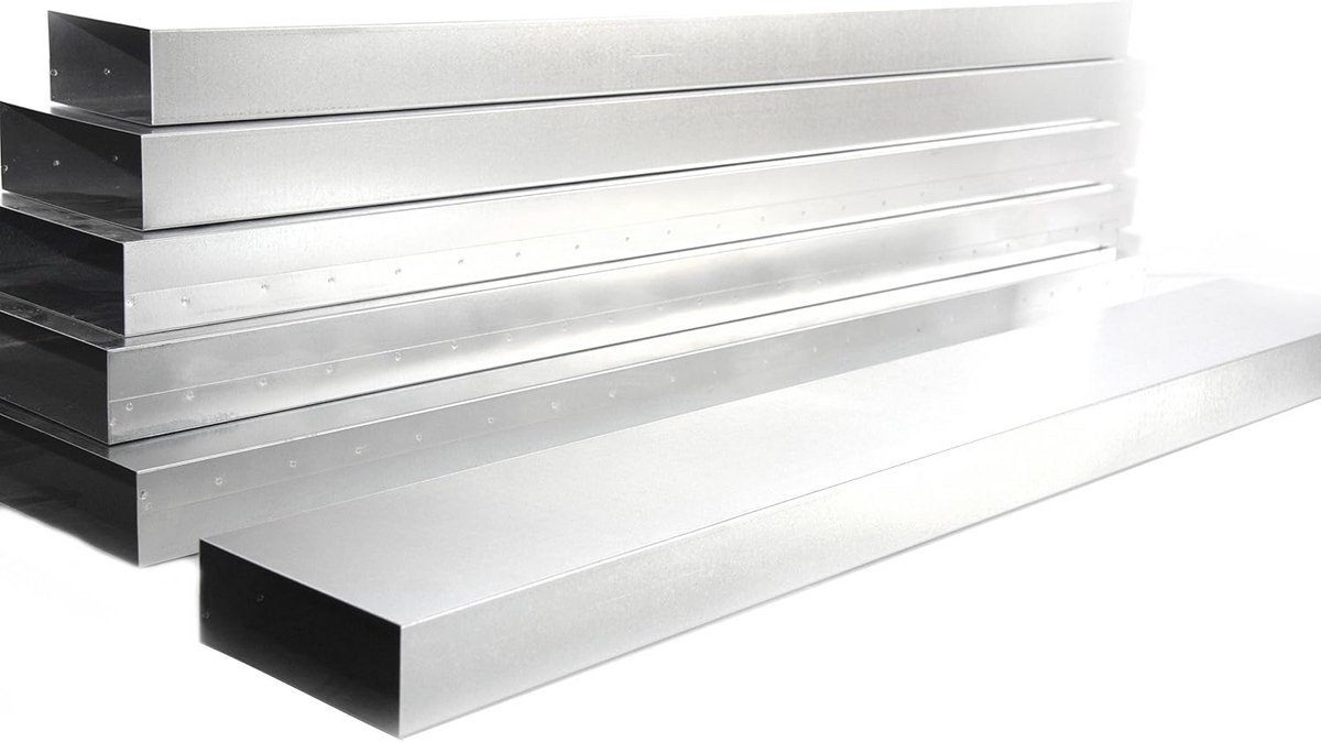Vlak kanaal 100 mm x 1000 mm voor ventilatie en afzuiging